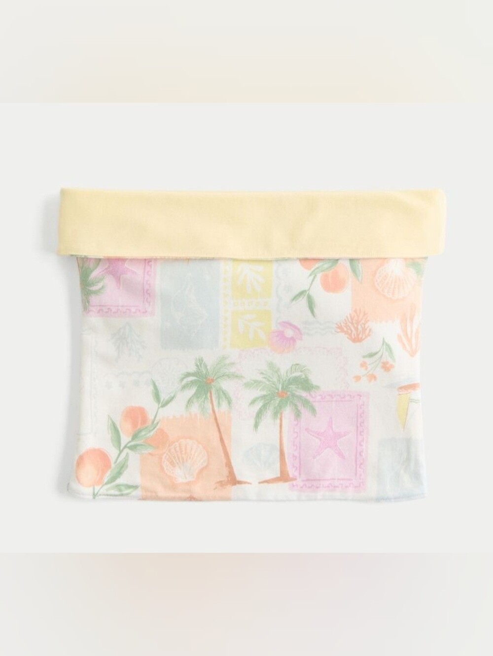 Yellow & Peach Orange Floral-Print Cotton Hollister Reversible Tube Top